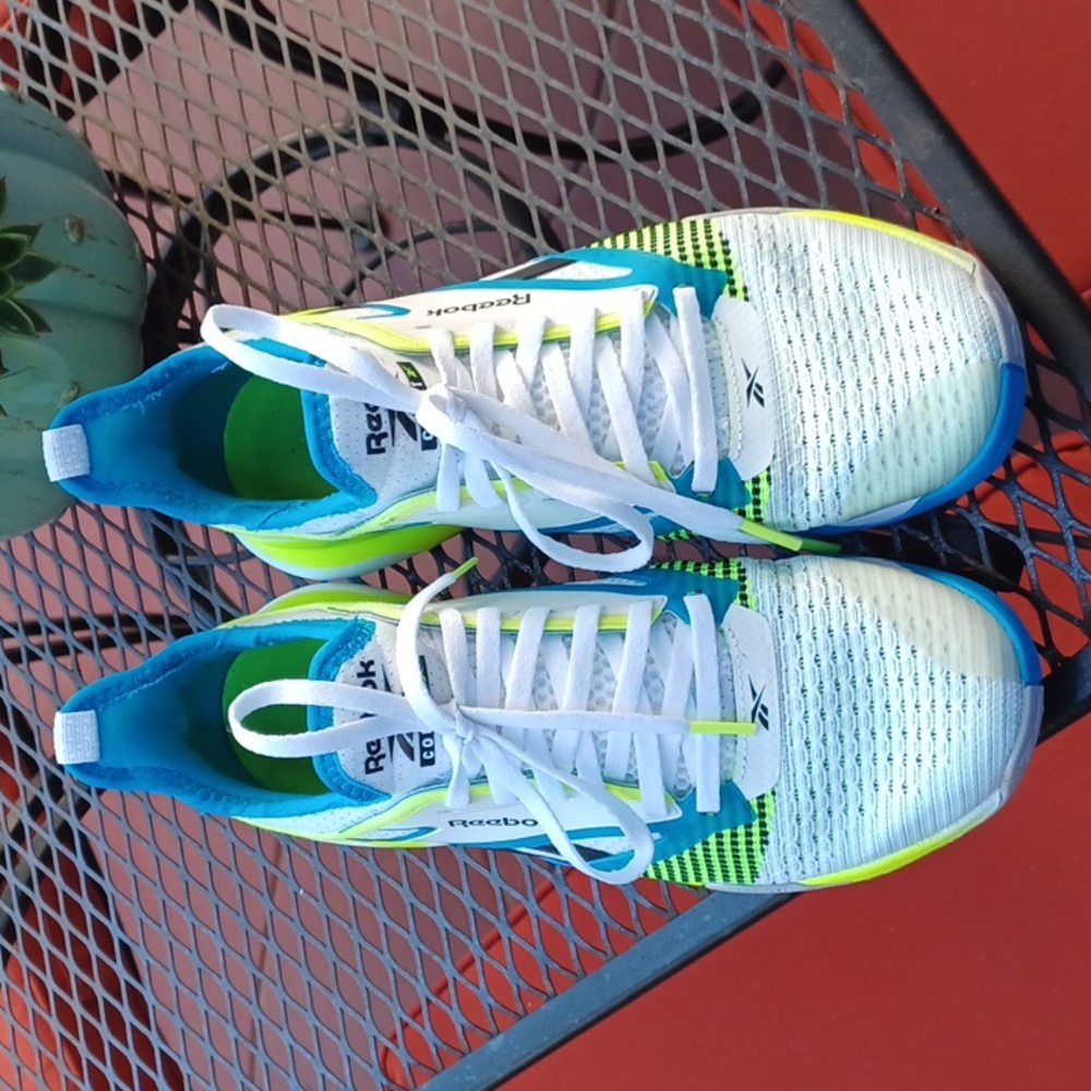 Reebok Nano Court White and Blue Sneakers with Digital lime Accents size 8 - Picture 2 of 10
